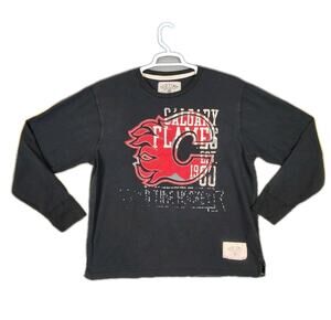 Calgary Flames Shirt Mens Extra Large XL Old Time Hockey Black Stitched Patch